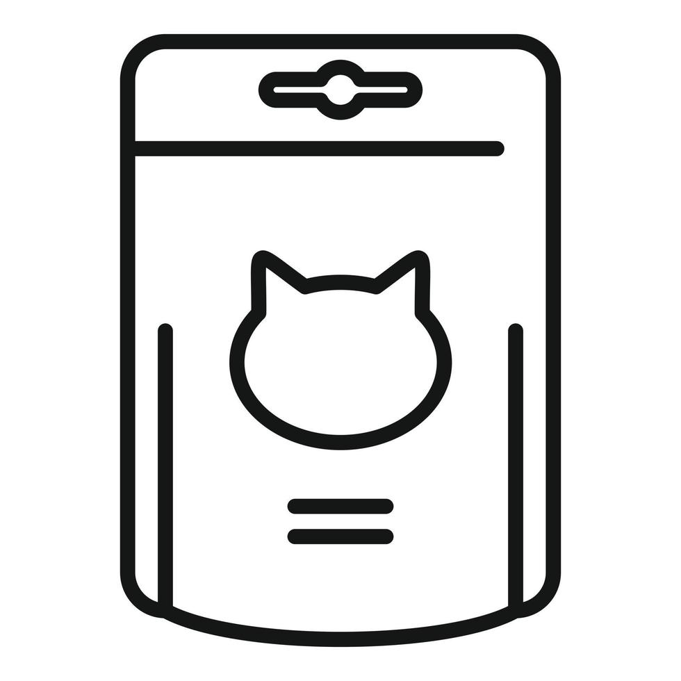 vector de contorno de icono de paquete de gato pequeño. bocadillo de animales