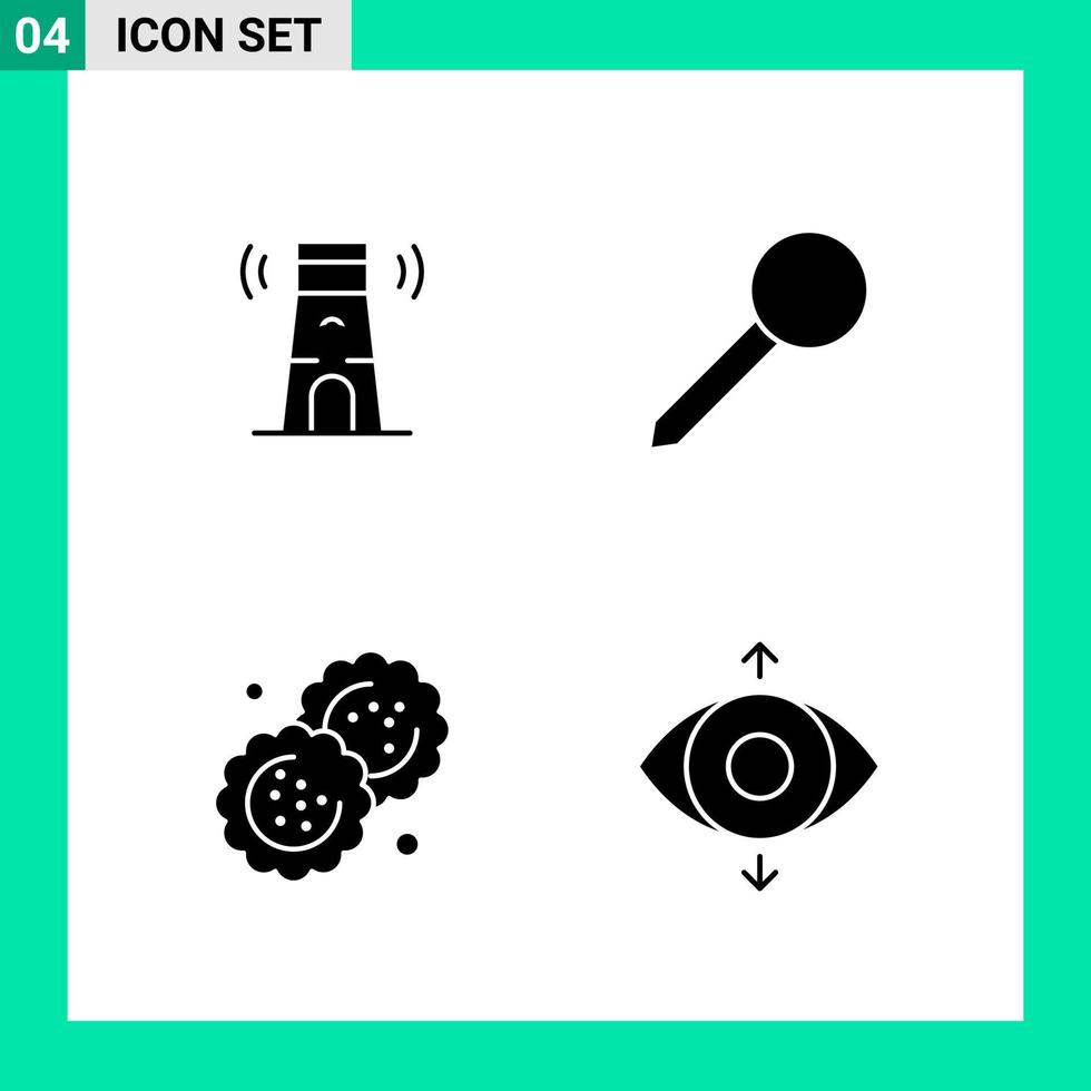 Pack of 4 Solid Style Icon Set Glyph Symbols for print Creative Signs Isolated on White Background 4 Icon Set vector