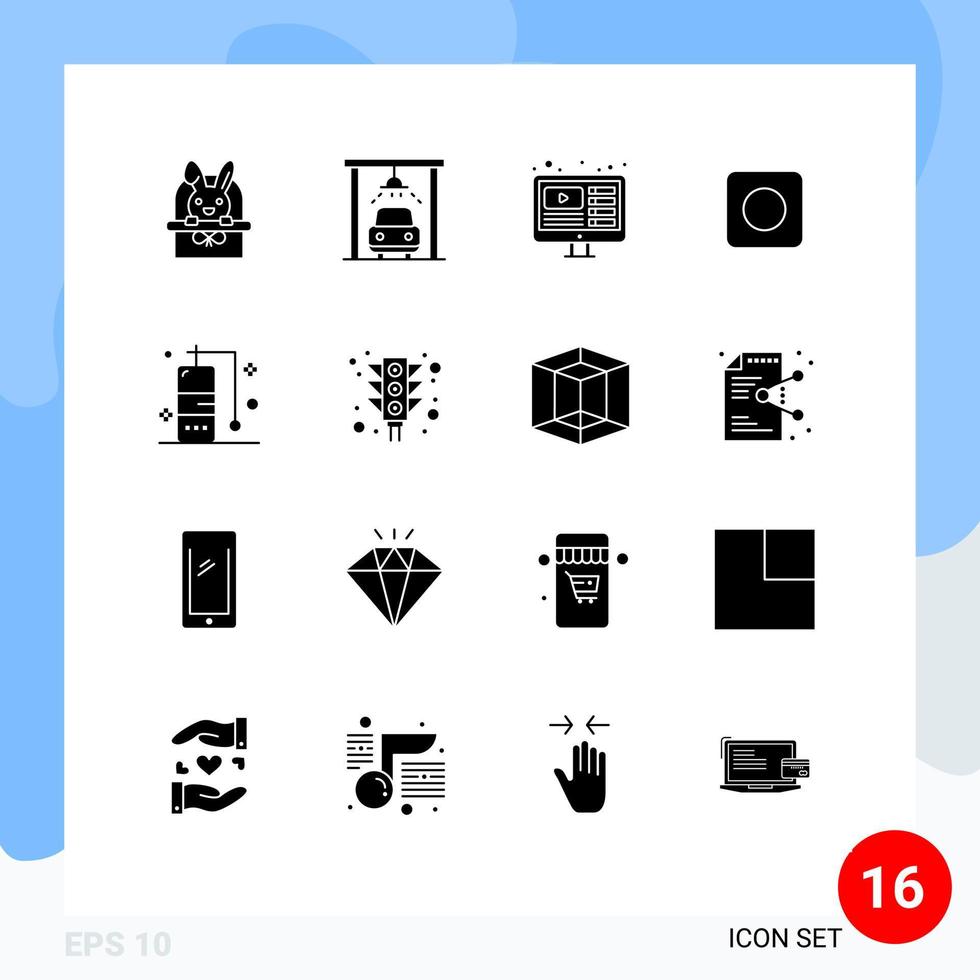 Solid Glyph Pack of 16 Universal Symbols of city travel web diving browser Editable Vector Design Elements