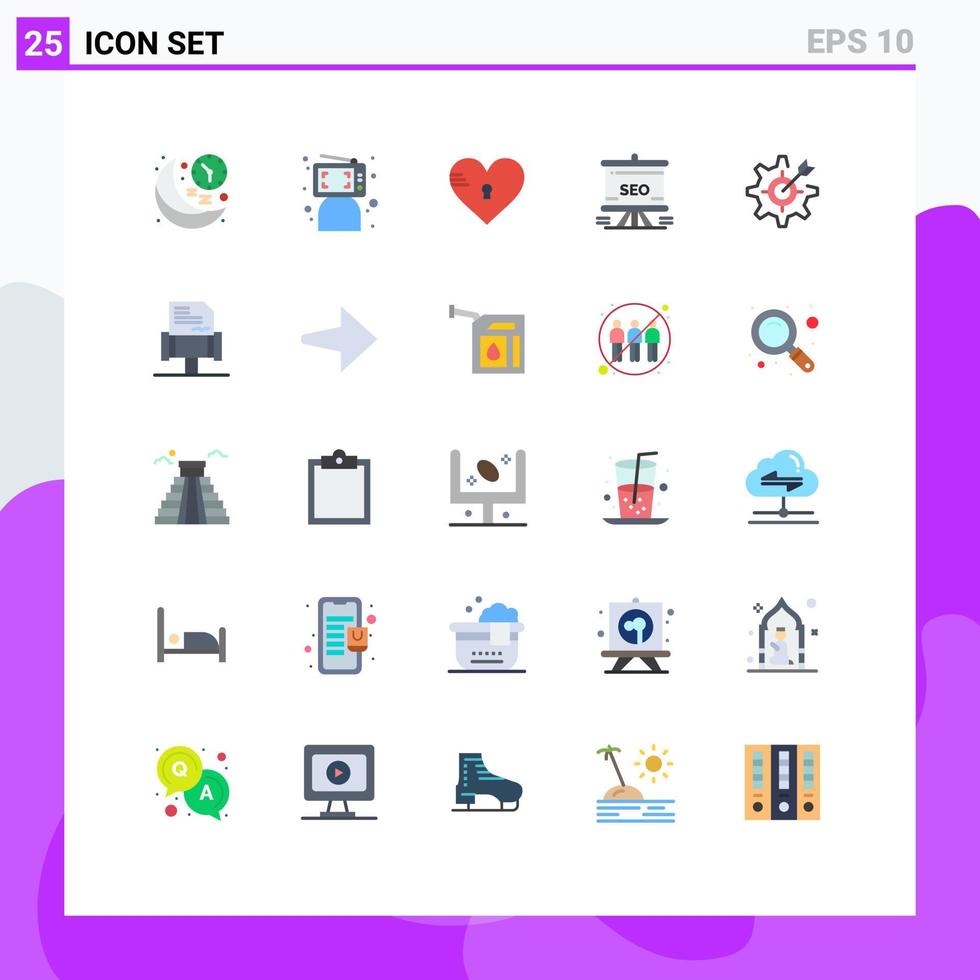 Universal Icon Symbols Group of 25 Modern Flat Colors of seo presentation online like heart Editable Vector Design Elements