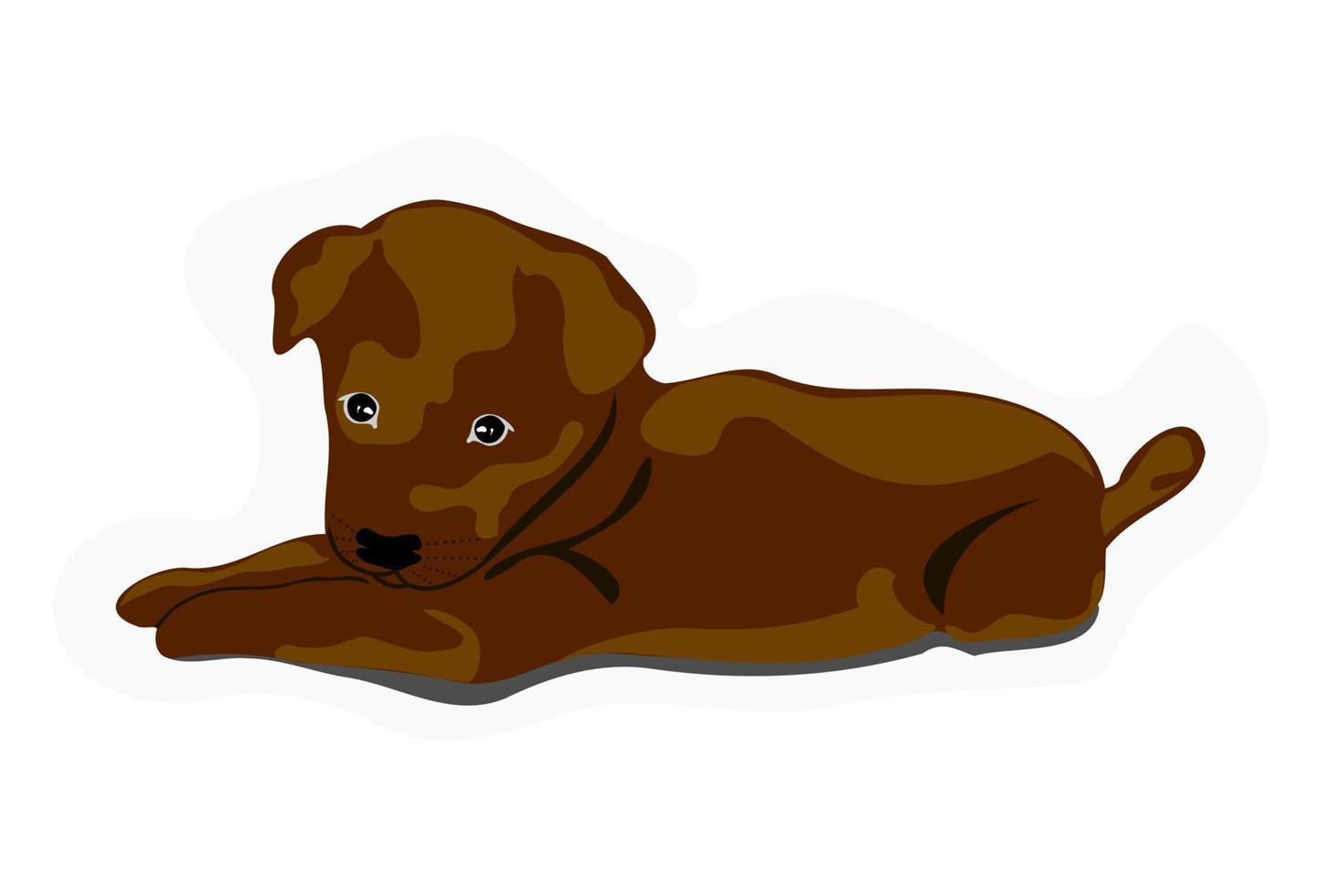 Adorable brown puppy isolated vector illustration