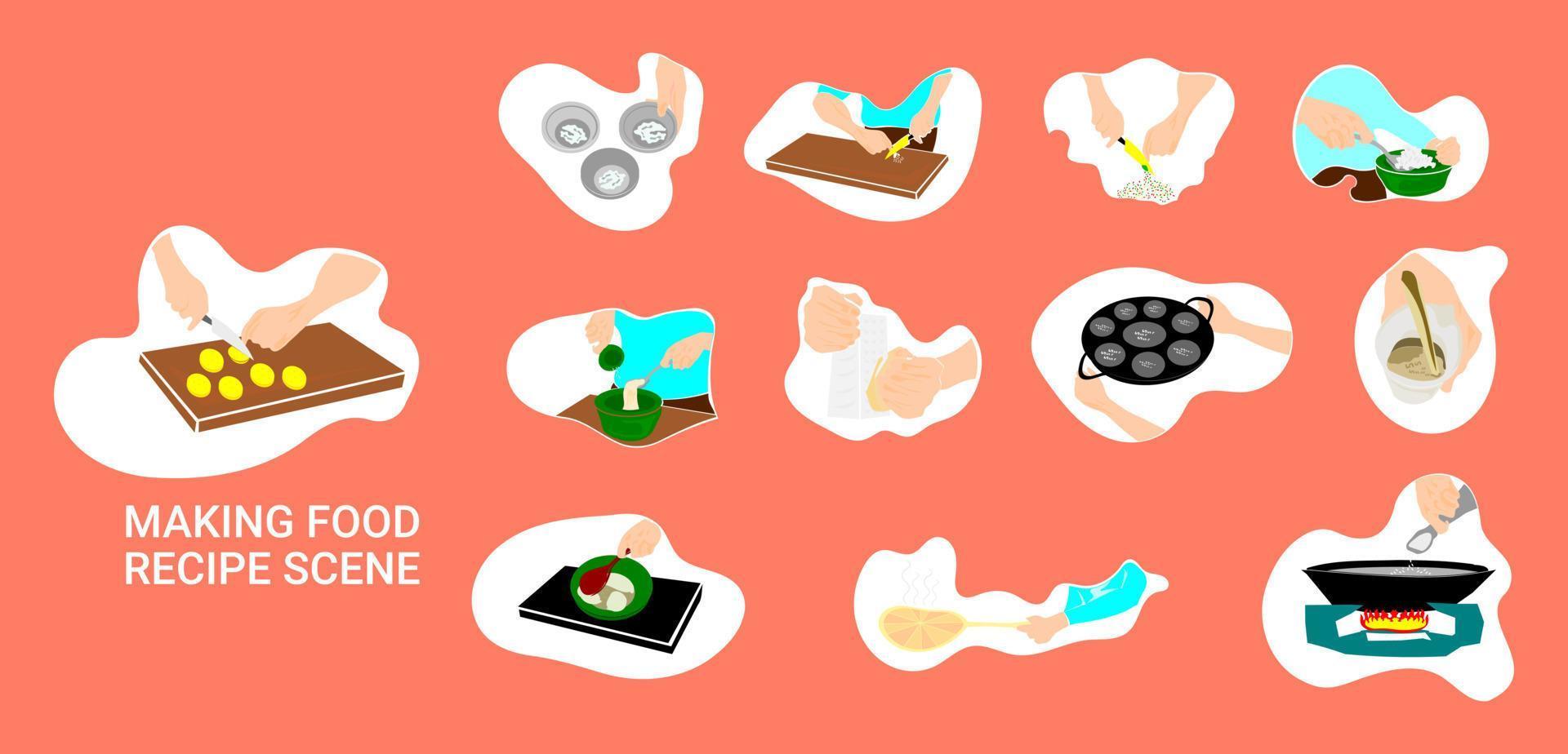 Making food recipe scene vector