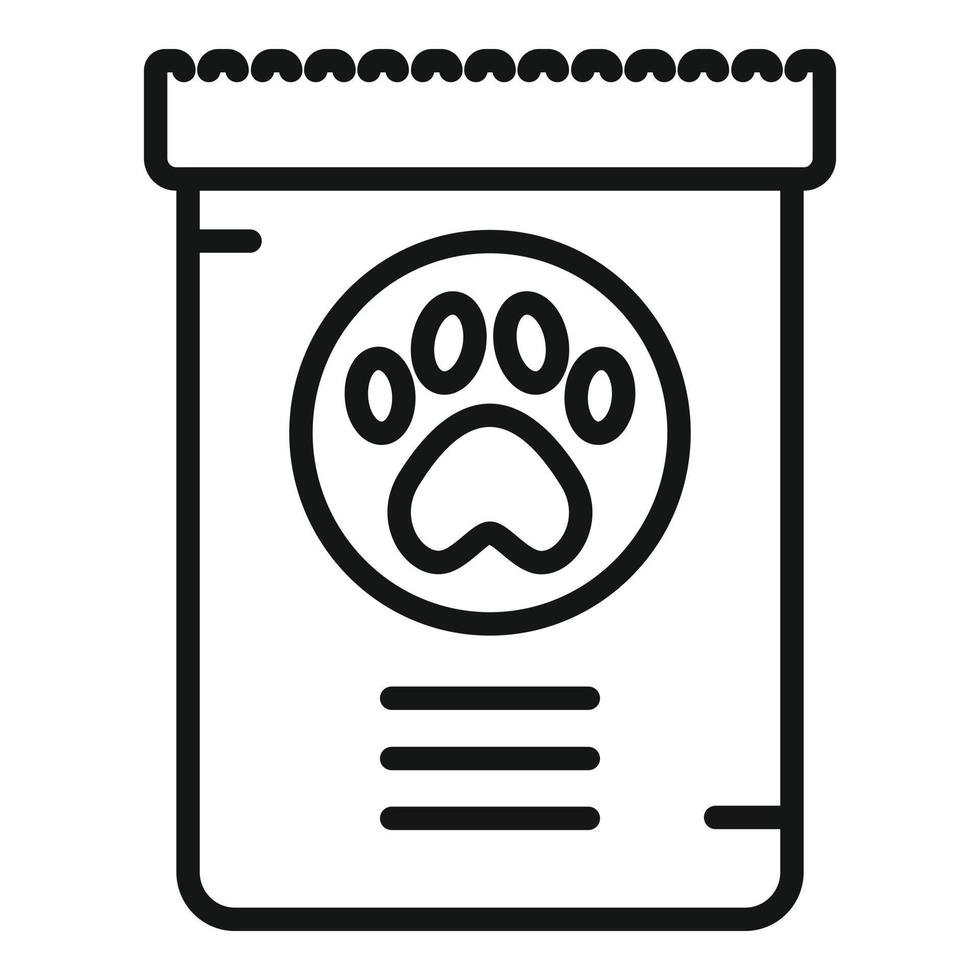 vector de contorno de icono de paquete de comida líquida para perros. mascota de animales