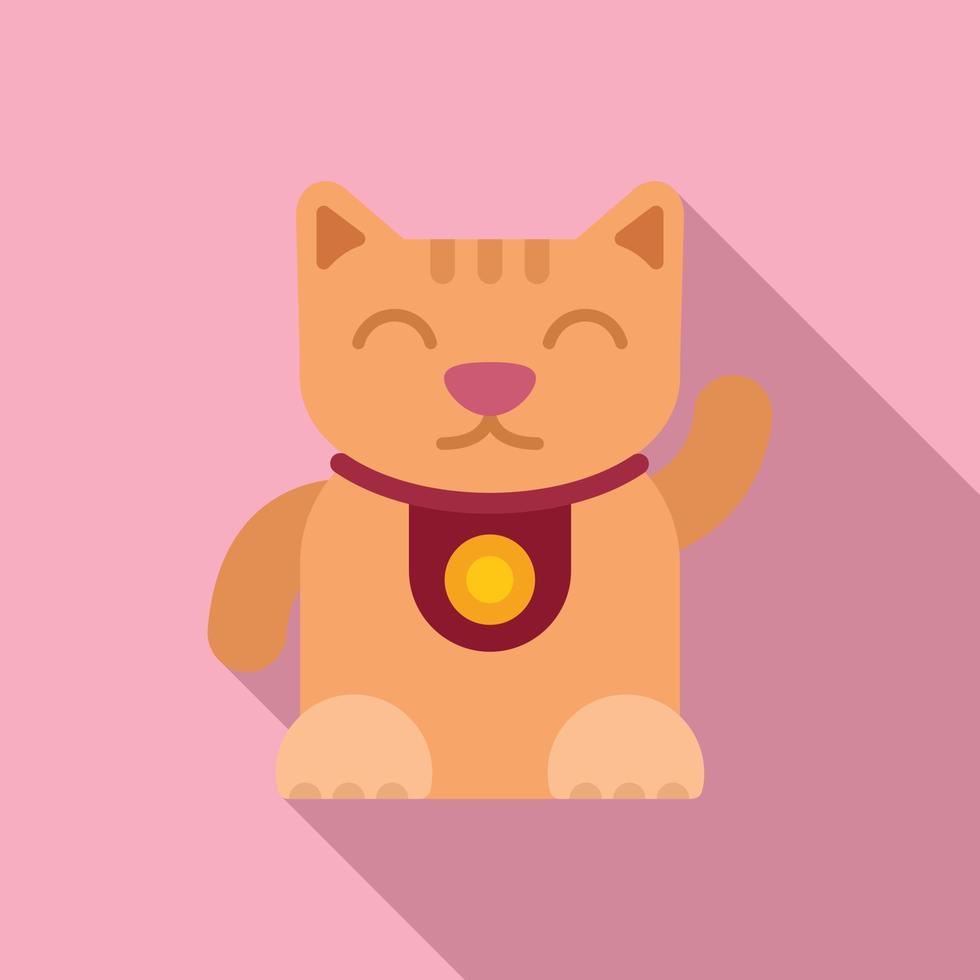 vector plano de icono de gatito afortunado. gato maneki