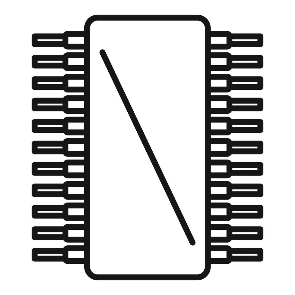 Microchip icon outline vector. Cpu circuit vector