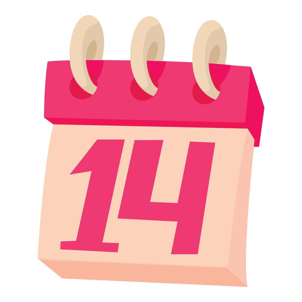 Valentines day calendar icon, cartoon style vector