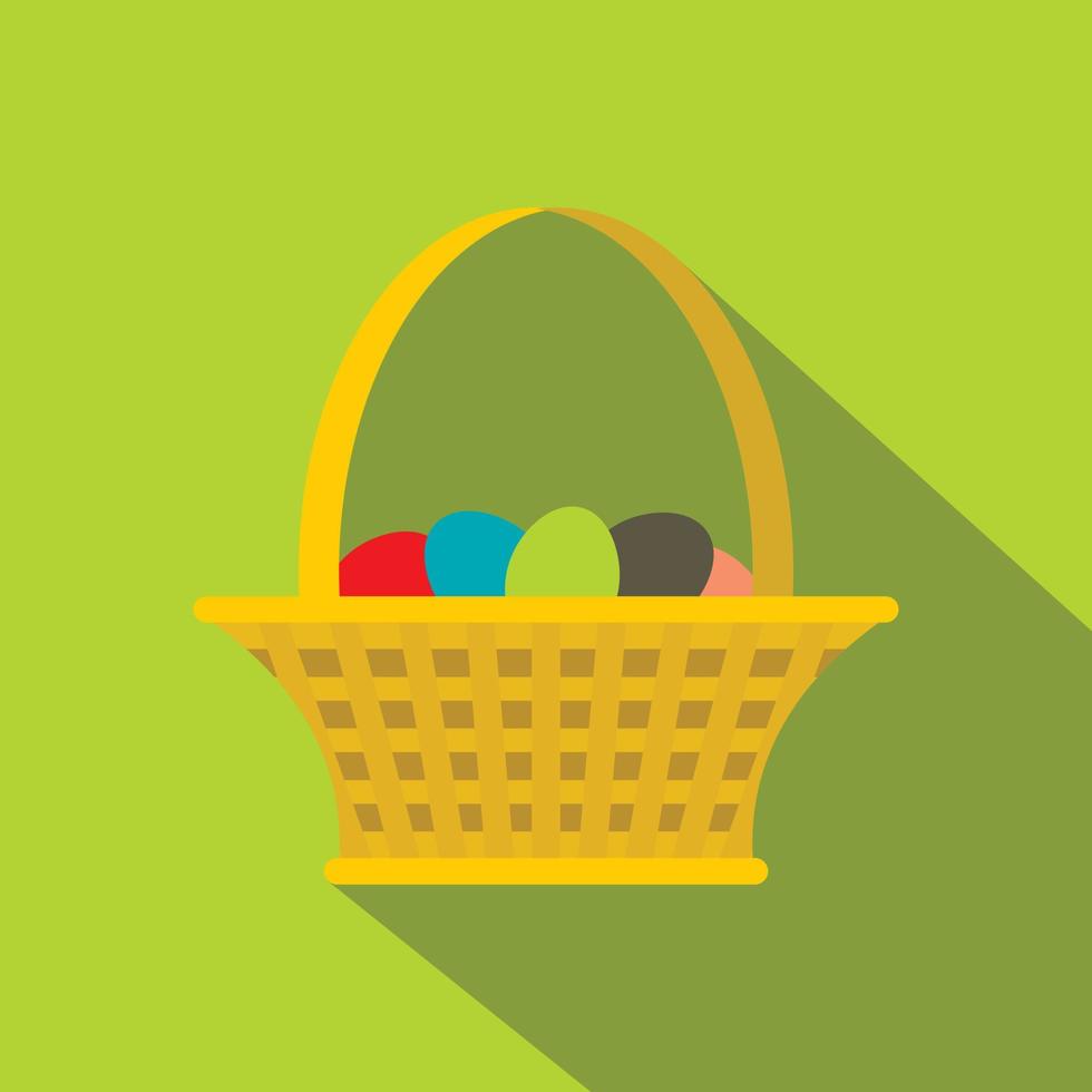 icono de la cesta de pascua, estilo plano vector