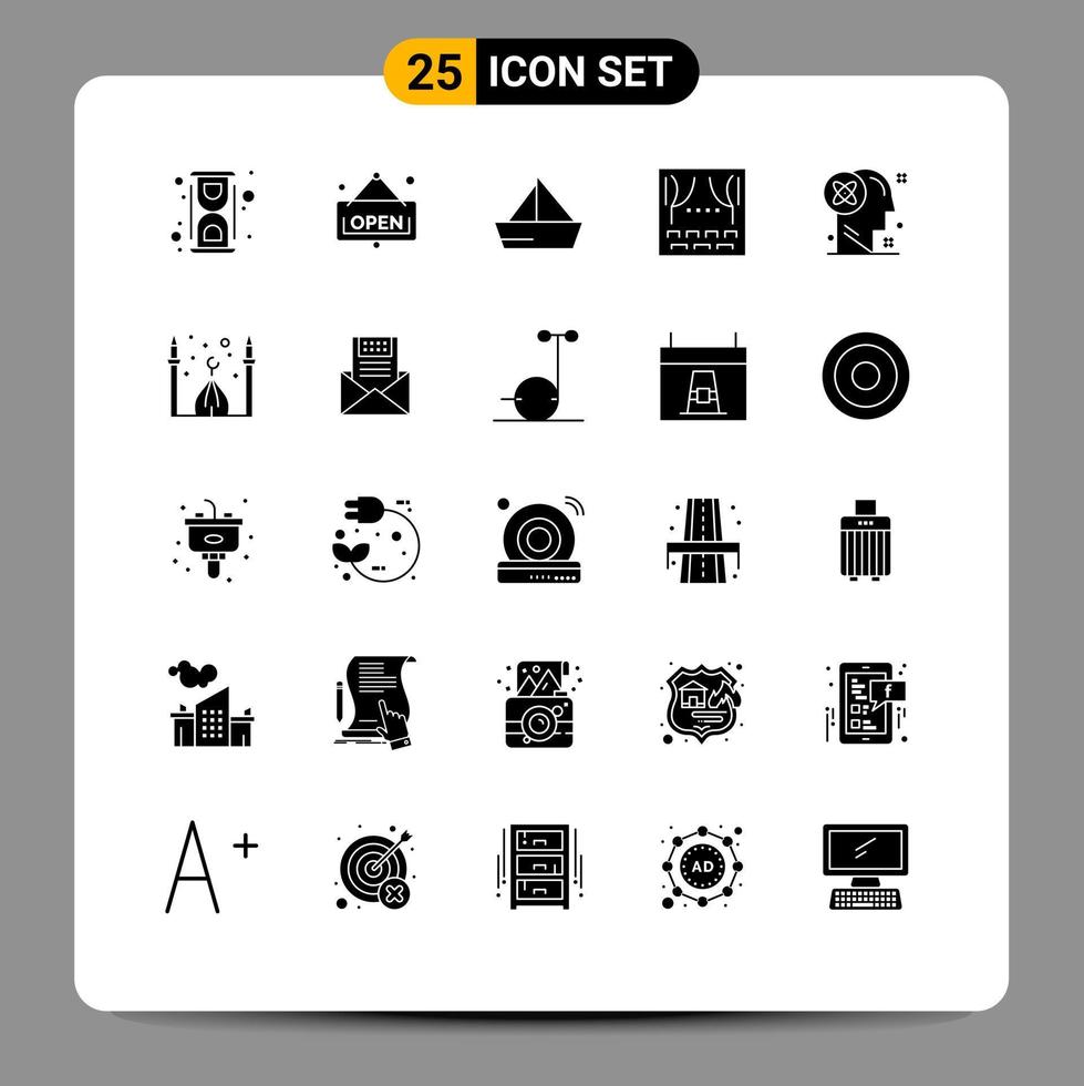 paquete de iconos de vector de stock de 25 signos y símbolos de línea para elementos de diseño de vector editables de yate de evento de barco de usuario