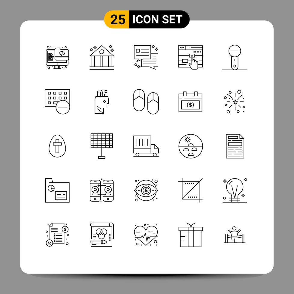 Modern Set of 25 Lines Pictograph of products electronics dialog devices touch Editable Vector Design Elements