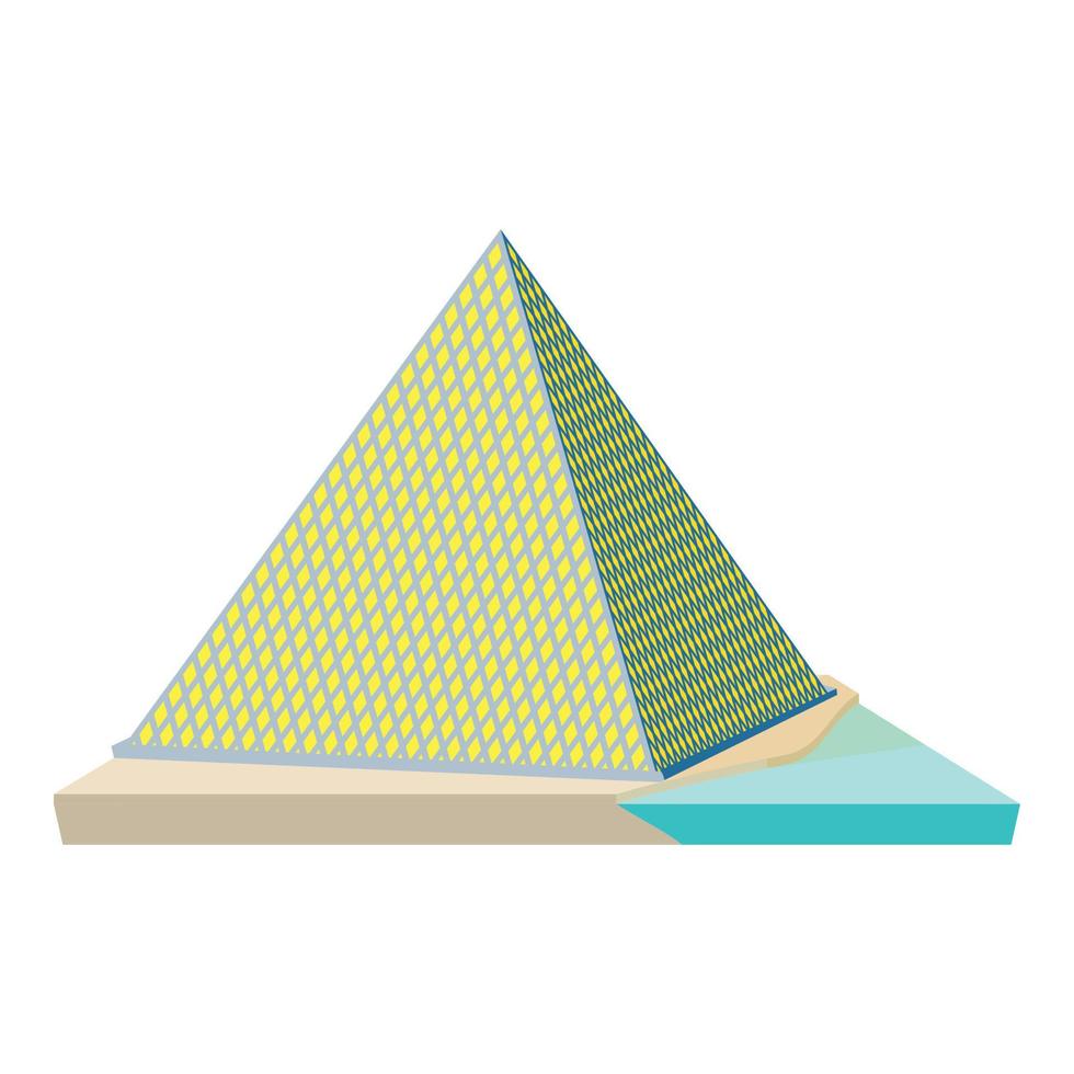 Louvre pyramid icon, cartoon style vector