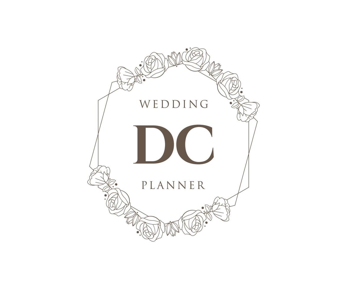 DC Initials letter Wedding monogram logos collection, hand drawn modern minimalistic and floral templates for Invitation cards, Save the Date, elegant identity for restaurant, boutique, cafe in vector