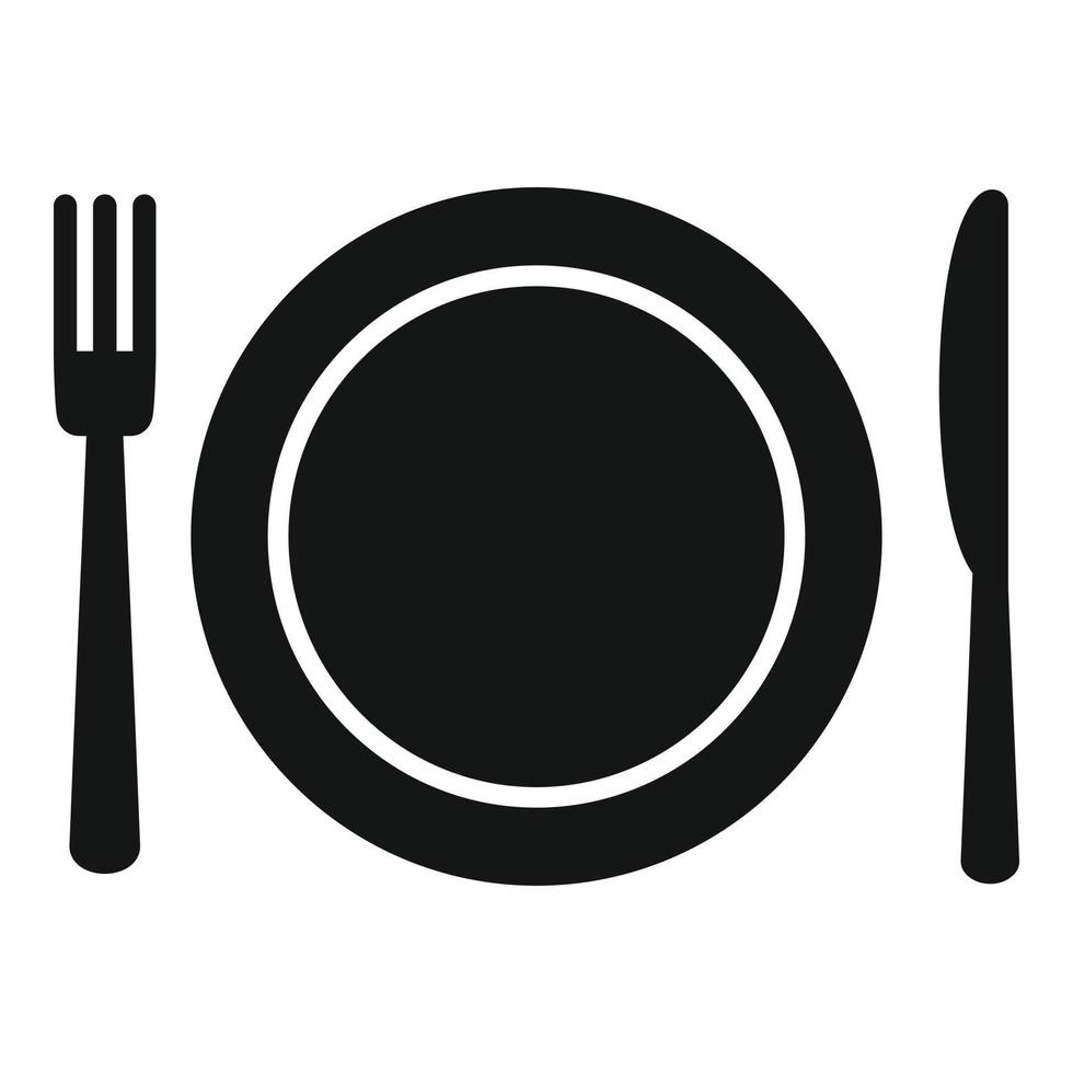 Fork plate icon simple vector. Dish lunch vector