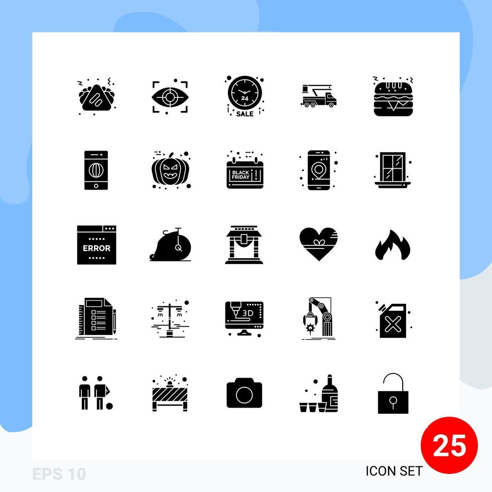 paquete de iconos vectoriales de stock de 25 signos y símbolos de línea para el transporte de alimentos elementos de diseño vectorial editables de camión elevador cibernético vector