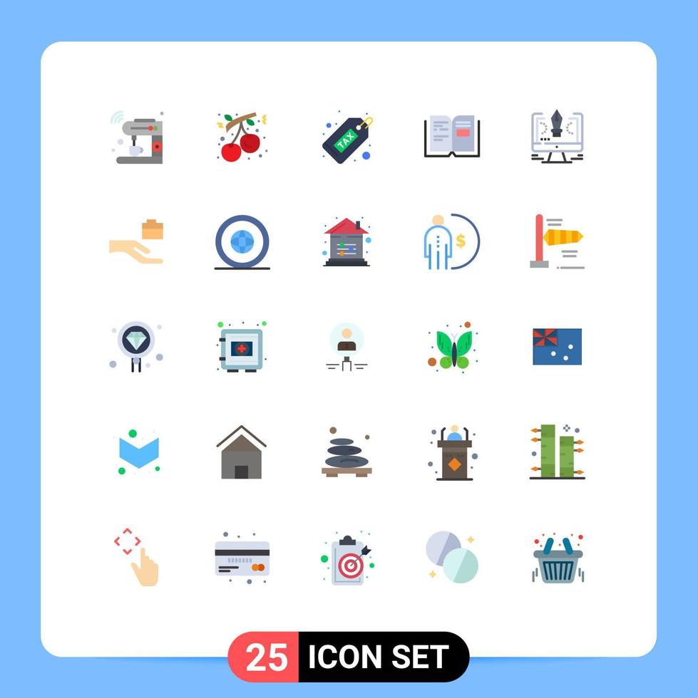 Group of 25 Modern Flat Colors Set for knowledge book holiday money duty Editable Vector Design Elements