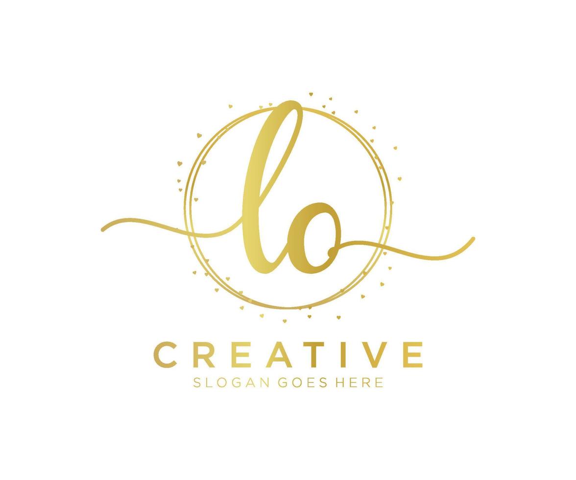 Initial LO feminine logo. Usable for Nature, Salon, Spa, Cosmetic and Beauty Logos. Flat Vector Logo Design Template Element.