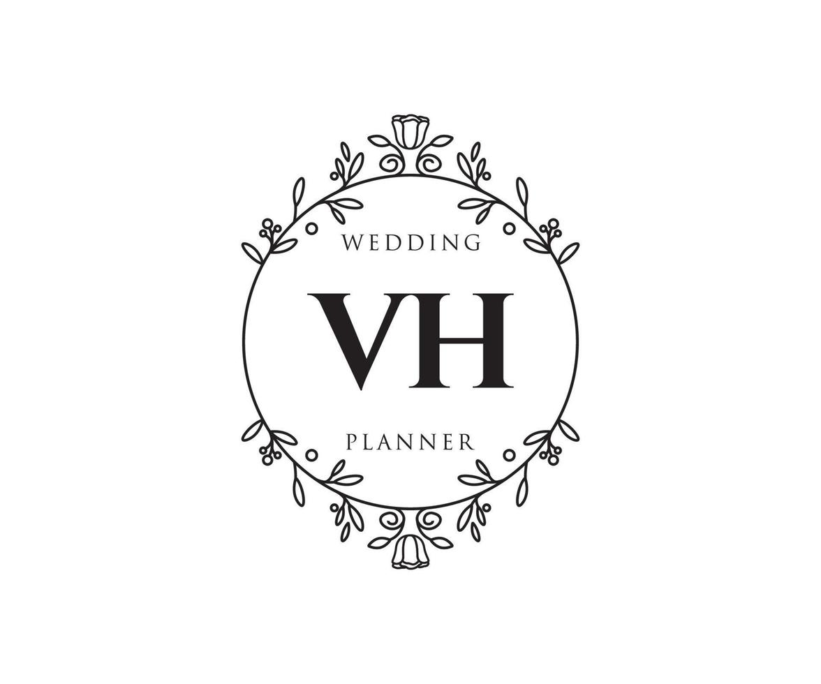 VH Initials letter Wedding monogram logos collection, hand drawn modern minimalistic and floral templates for Invitation cards, Save the Date, elegant identity for restaurant, boutique, cafe in vector