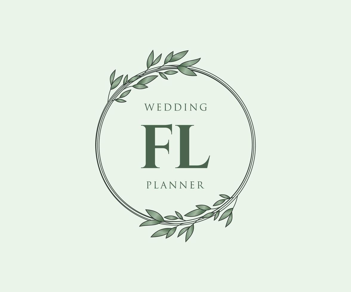 FL Initials letter Wedding monogram logos collection, hand drawn modern minimalistic and floral templates for Invitation cards, Save the Date, elegant identity for restaurant, boutique, cafe in vector