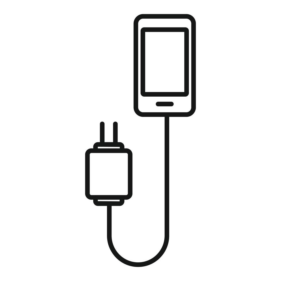 Cellphone charger icon outline vector. Phone battery vector
