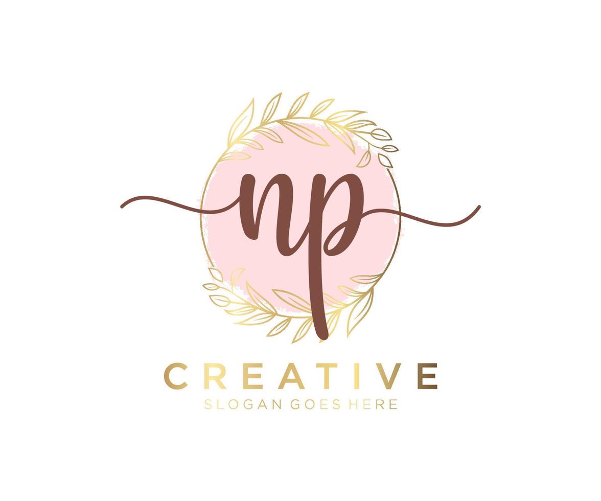 Initial NP feminine logo. Usable for Nature, Salon, Spa, Cosmetic and Beauty Logos. Flat Vector Logo Design Template Element.