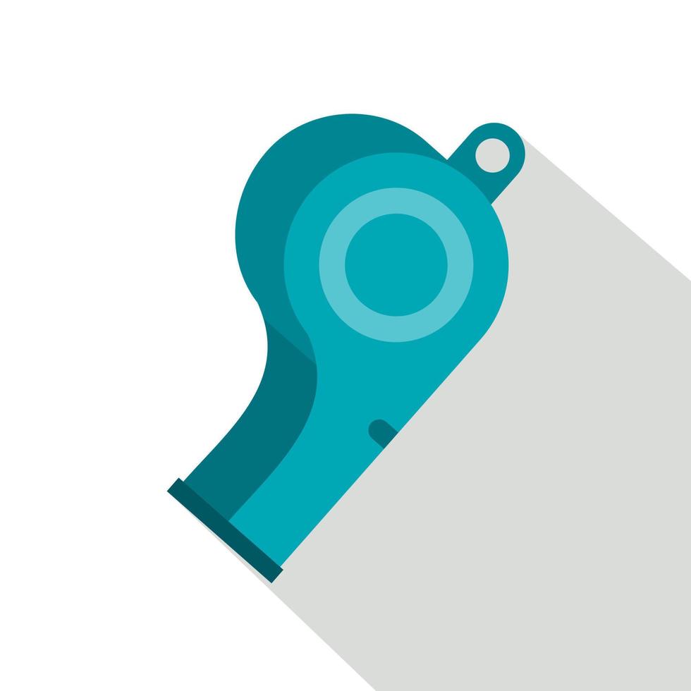 Blue sport whistle icon, flat style vector