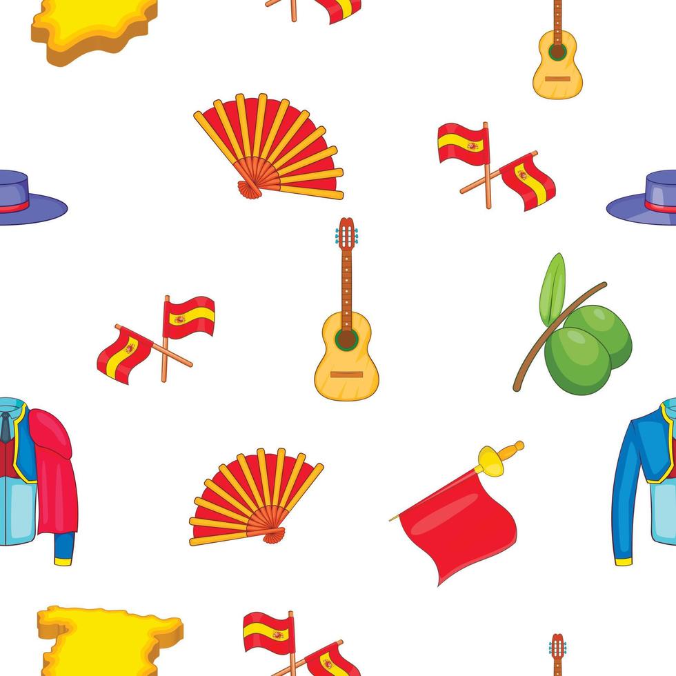 Spain pattern, cartoon style vector