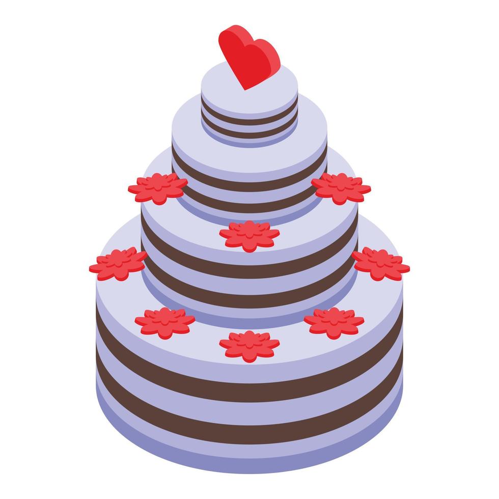 vector isométrico del icono del pastel de bodas. Organizador de eventos