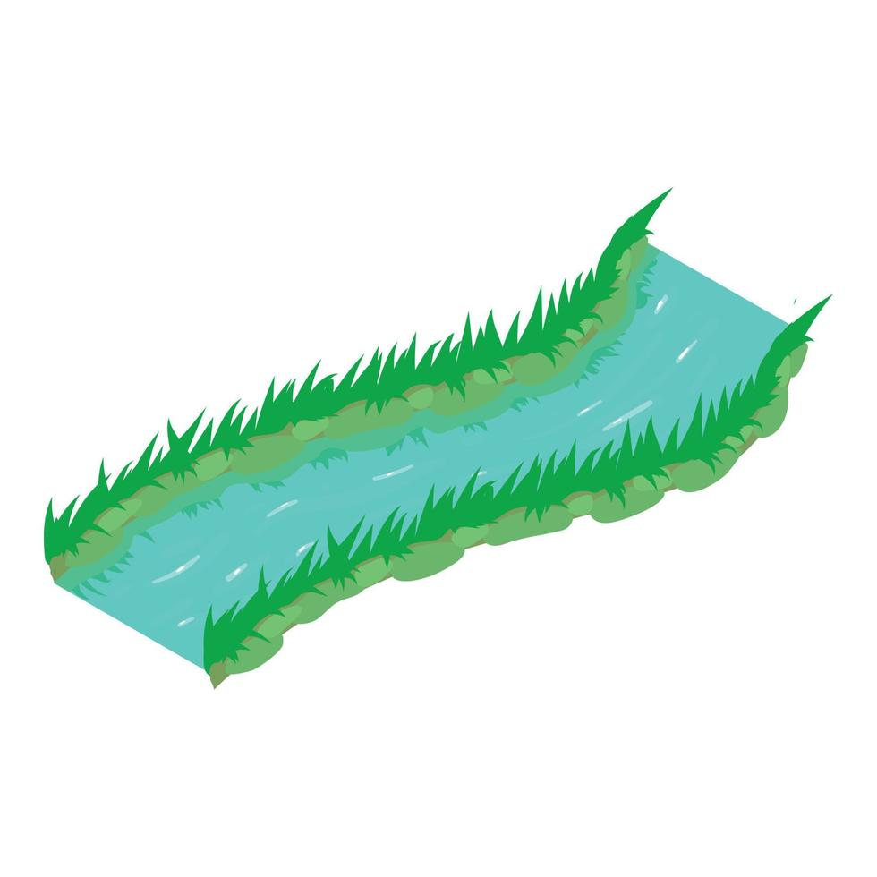 Small river icon isometric vector. River with slow current and grass along shore 14861770 Vector