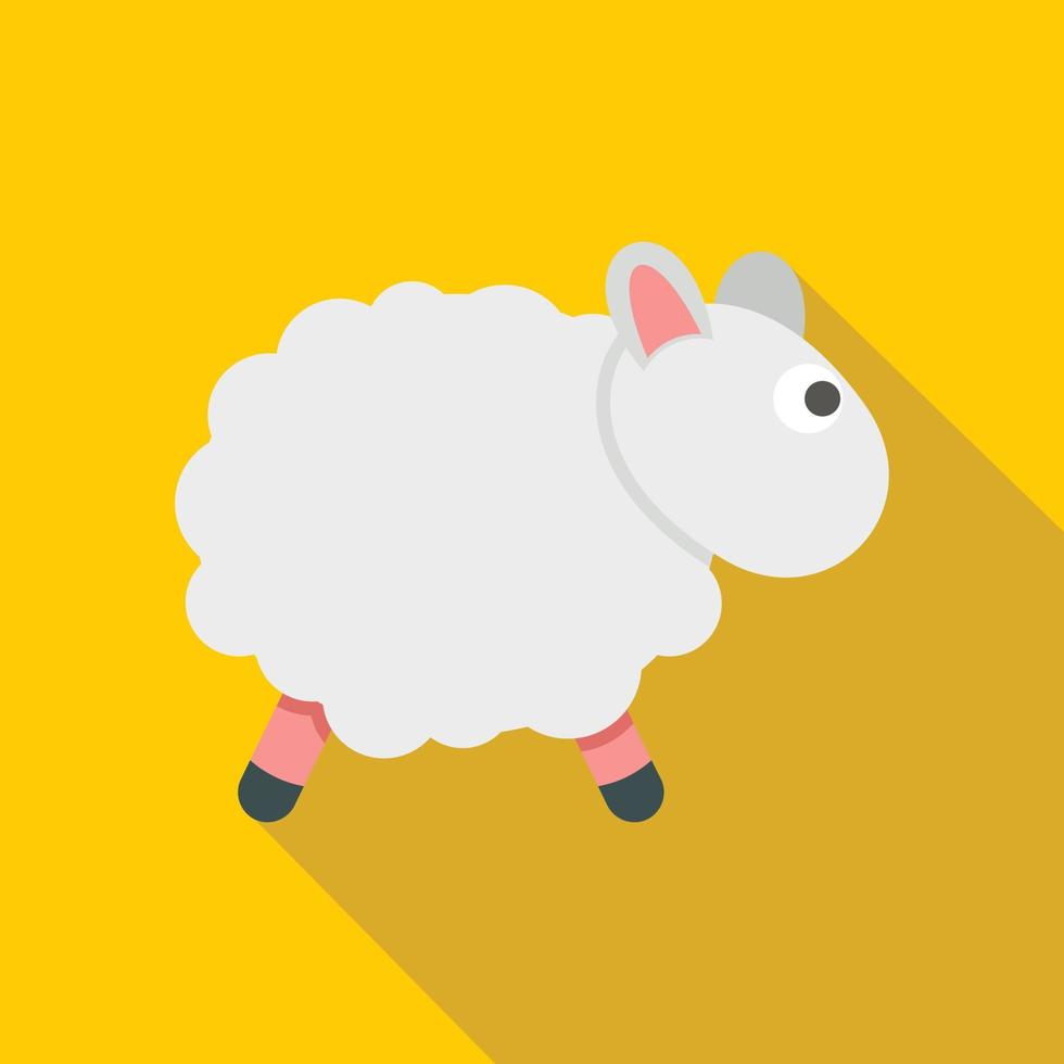 White sheep icon, flat style vector