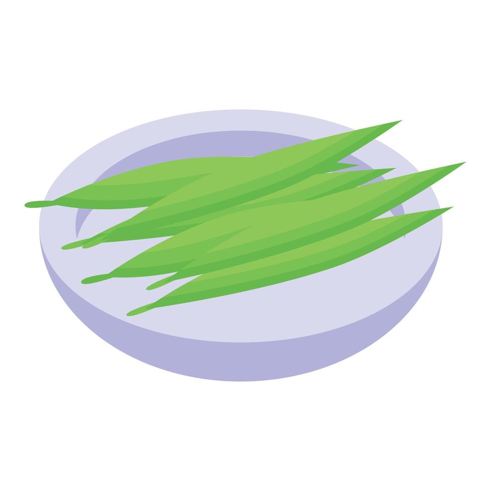 Green bean icon isometric vector. Spanish food vector