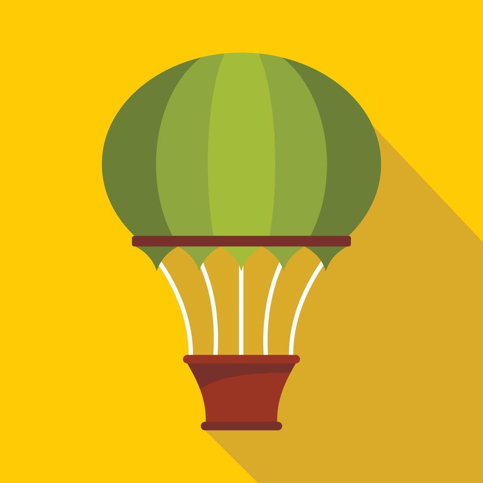 Green hot air balloon icon, flat style vector