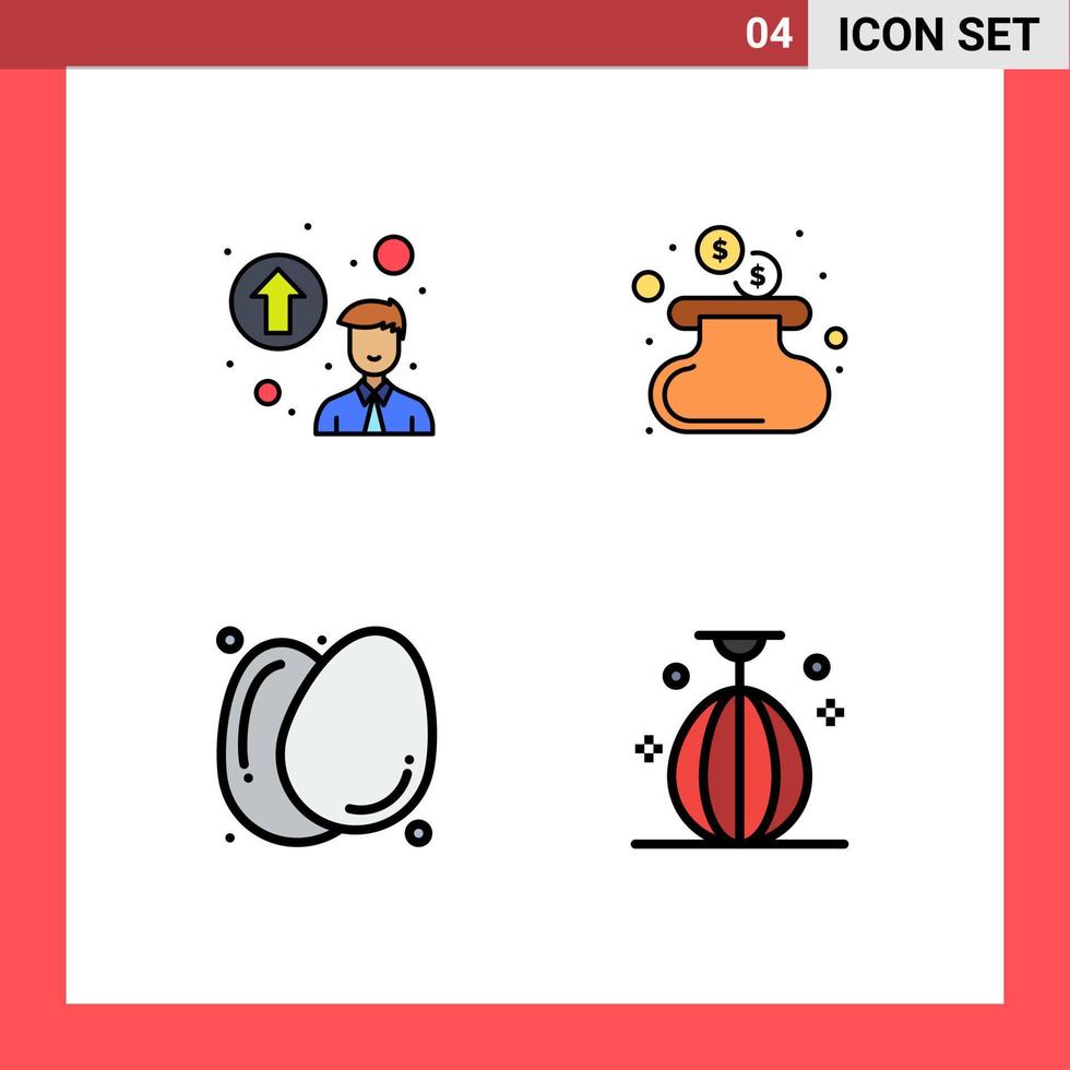 4 Creative Icons Modern Signs and Symbols of personal up gradation healthy food cash egg boxing Editable Vector Design Elements