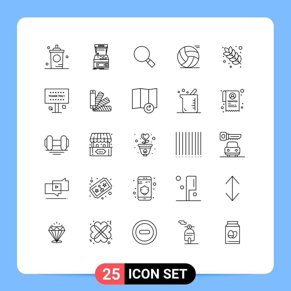 Stock Vector Icon Pack of 25 Line Signs and Symbols for play basketball machine ball magnifying Editable Vector Design Elements