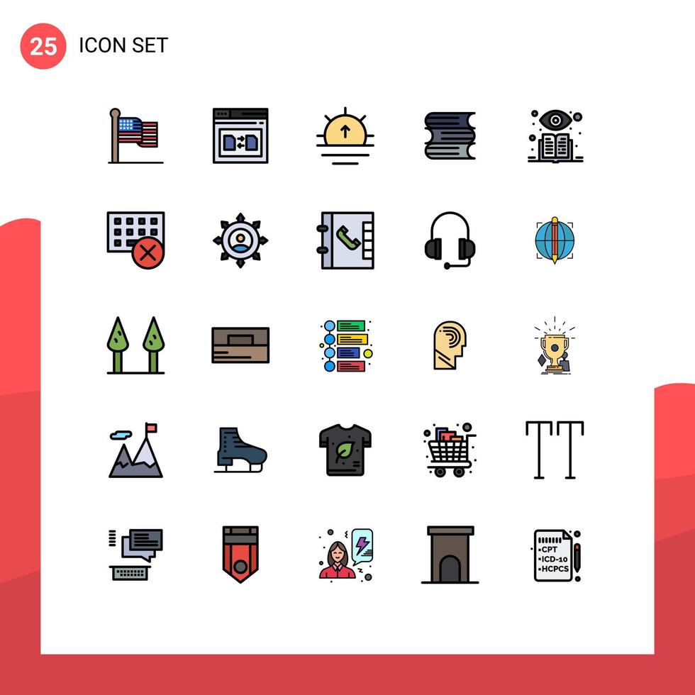 Editable Vector Line Pack of 25 Simple Filled line Flat Colors of supervised files share education weather Editable Vector Design Elements