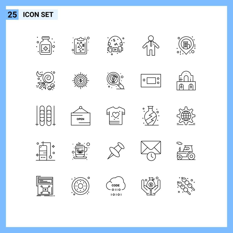 Pictogram Set of 25 Simple Lines of halloween candy headphone map business Editable Vector Design Elements
