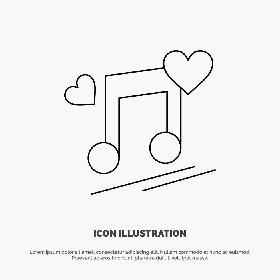 Music Node Node Lyrics Love Song Line Icon Vector