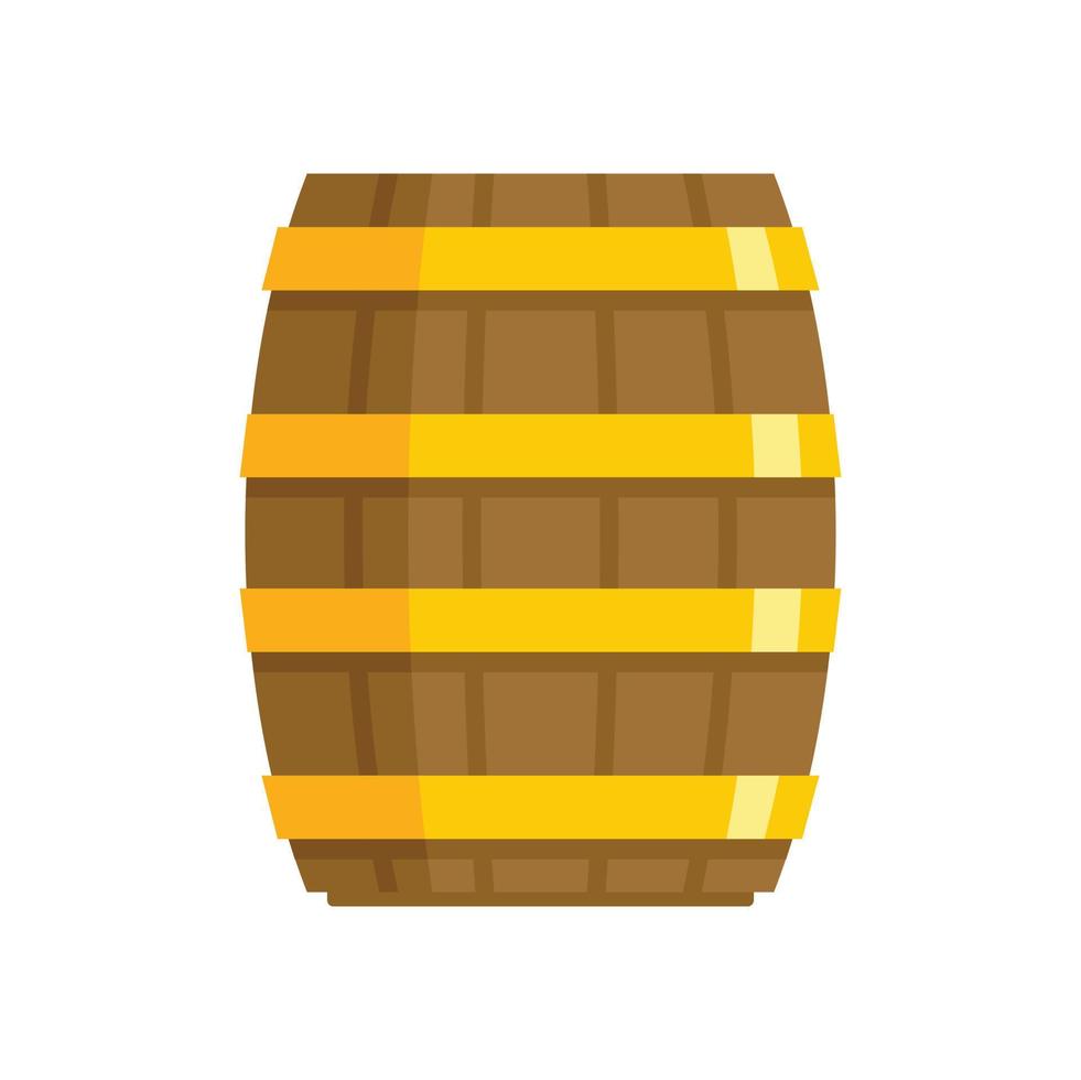 Storage wood barrel icon flat isolated vector