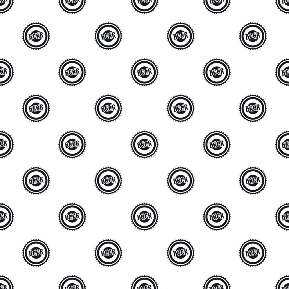 Beer bottle cap pattern, simple style vector