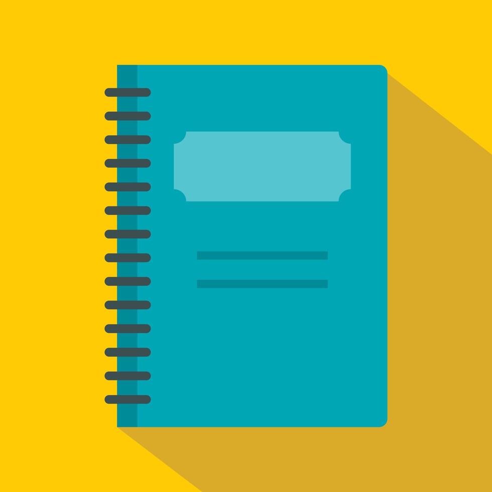 Blue closed spiral notebook icon, flat style vector