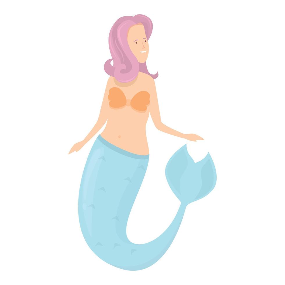 vector de dibujos animados de icono de sirena de verano. niña bonita