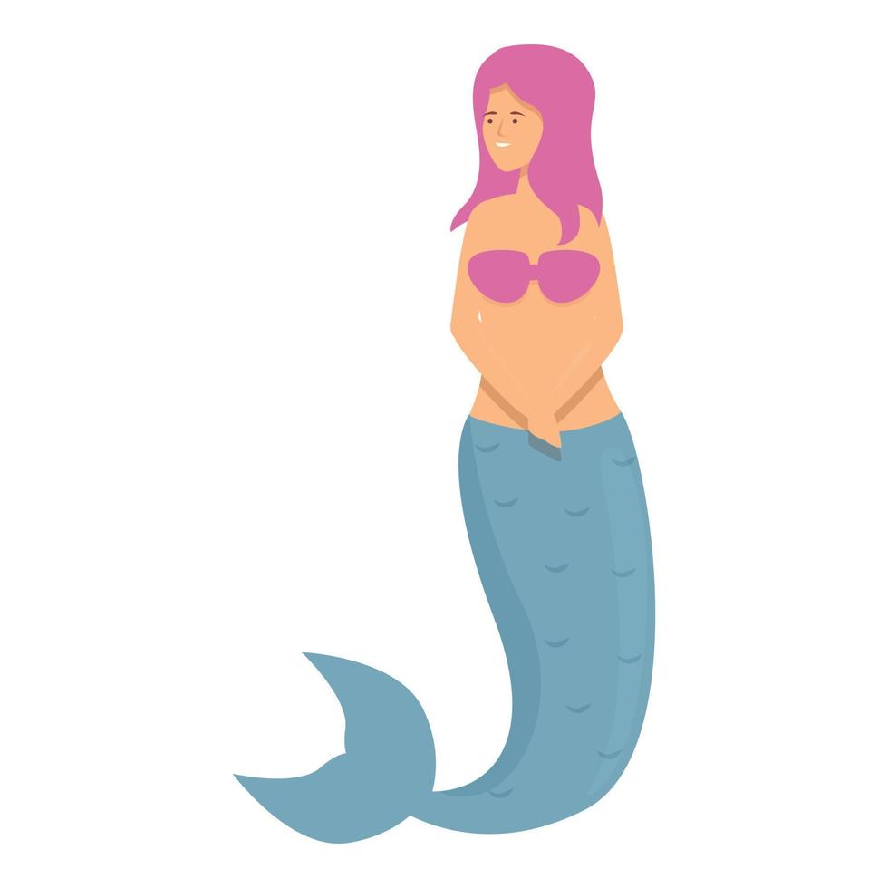 Bonito vector de dibujos animados de icono de sirena. niña bonita