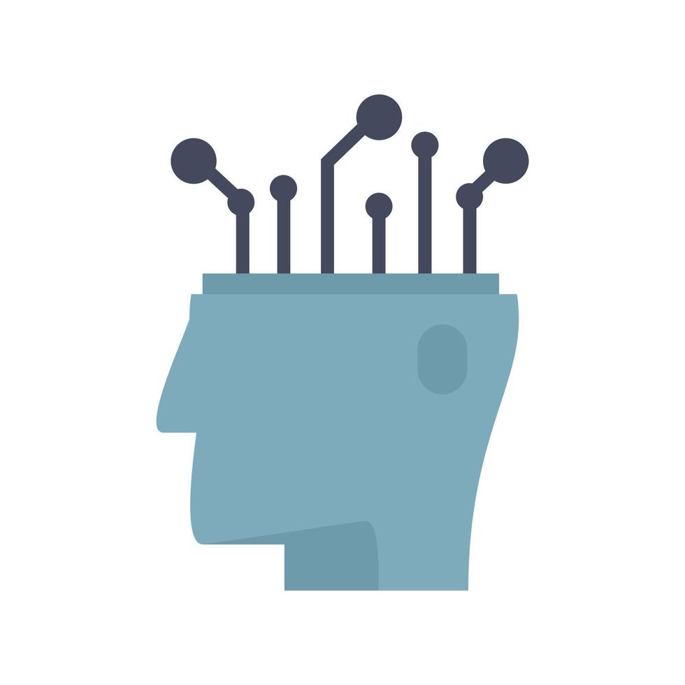 Ai automatic brain icon flat isolated vector