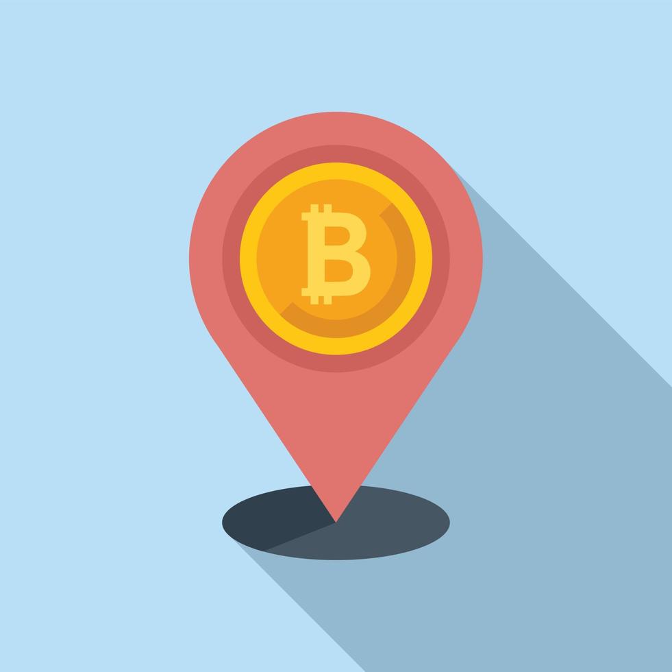 Cryptocurrency location icon flat vector. Crypto money vector