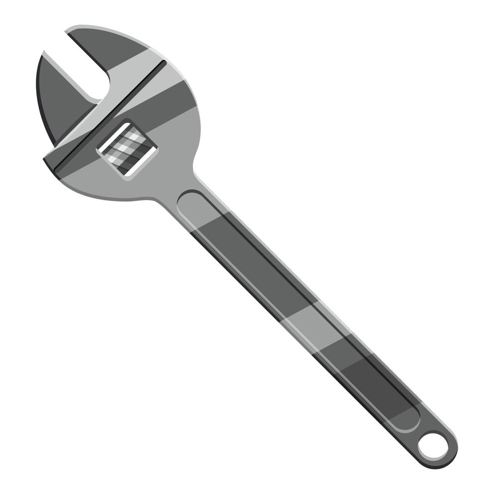 Adjustable wrench icon, cartoon style vector