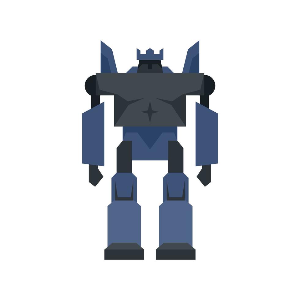 cyborg robot transformador icono plano aislado vector