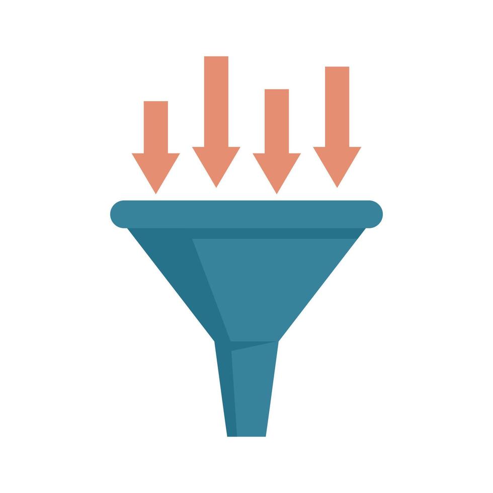 Conversion rate funnel icon flat isolated vector