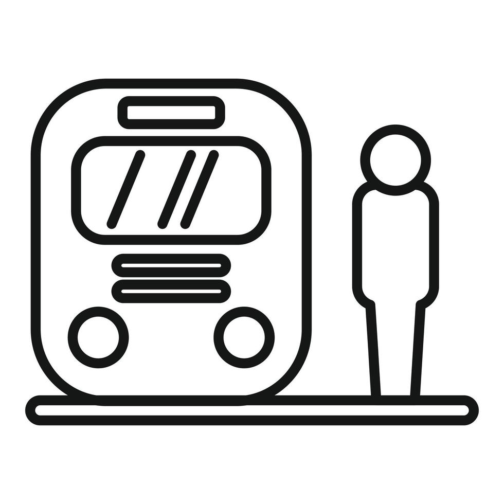 vector de contorno de icono de metro de tren. plataforma de la ciudad