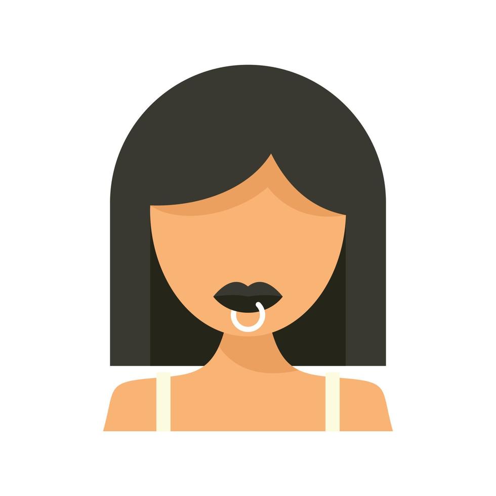 estudiante labios piercing icono plano aislado vector