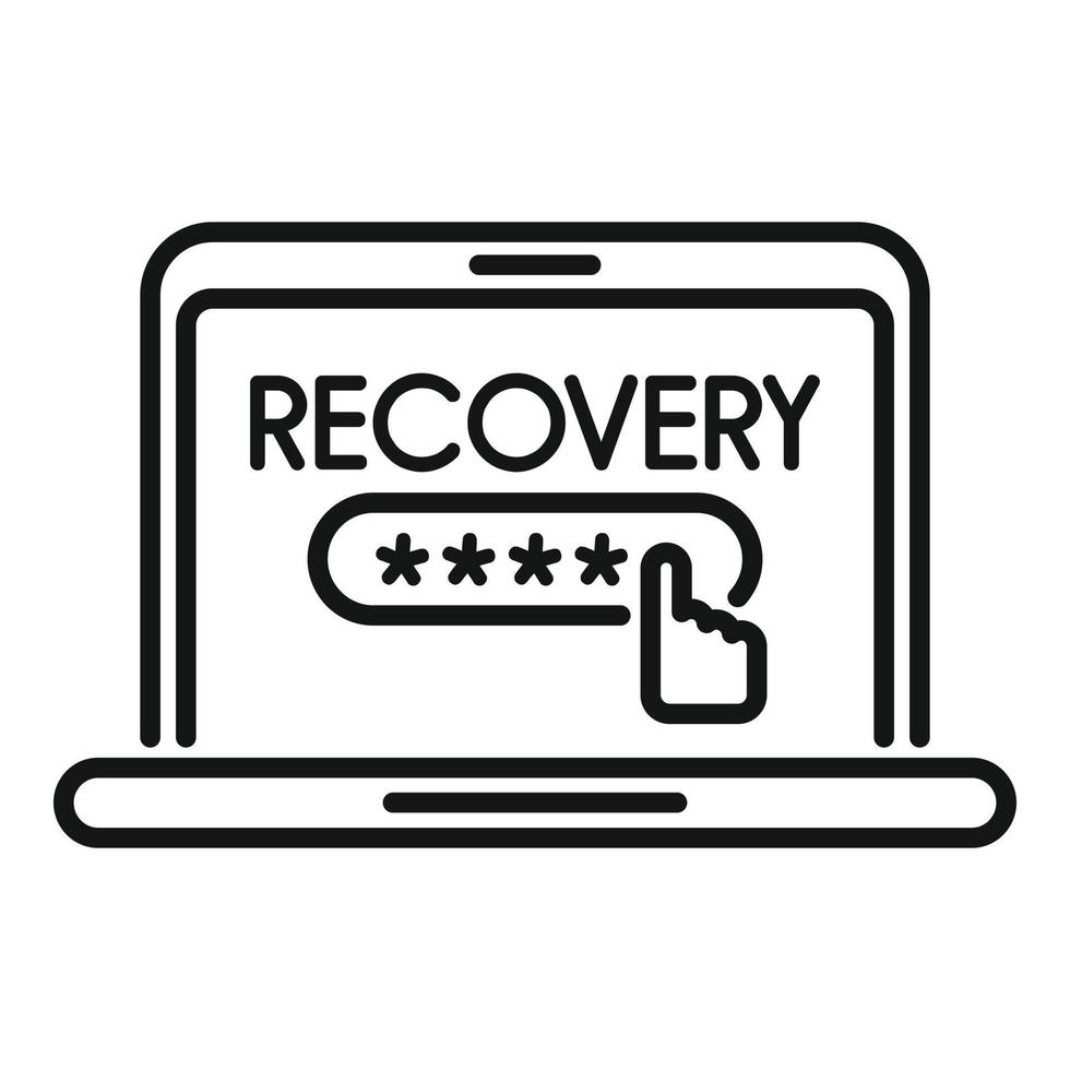 Laptop password recovery icon outline vector. Page log vector