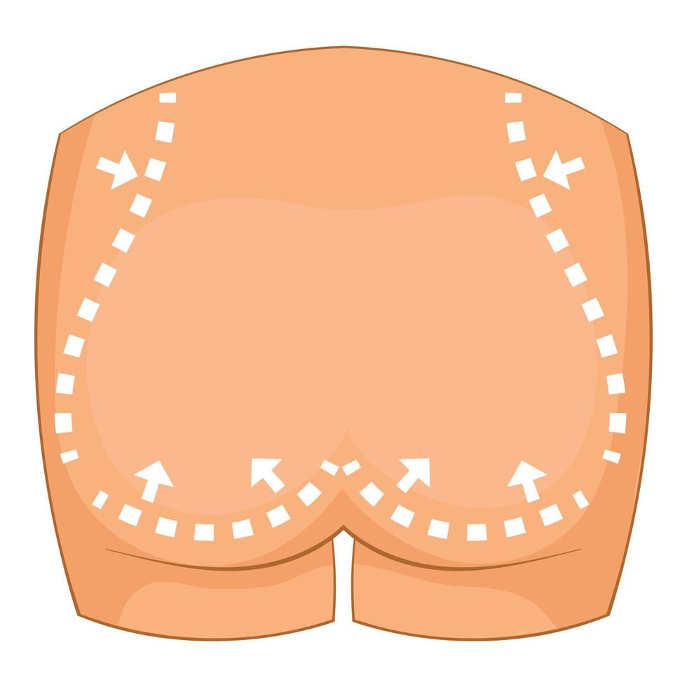 Buttocks surgery correction icon, cartoon style vector
