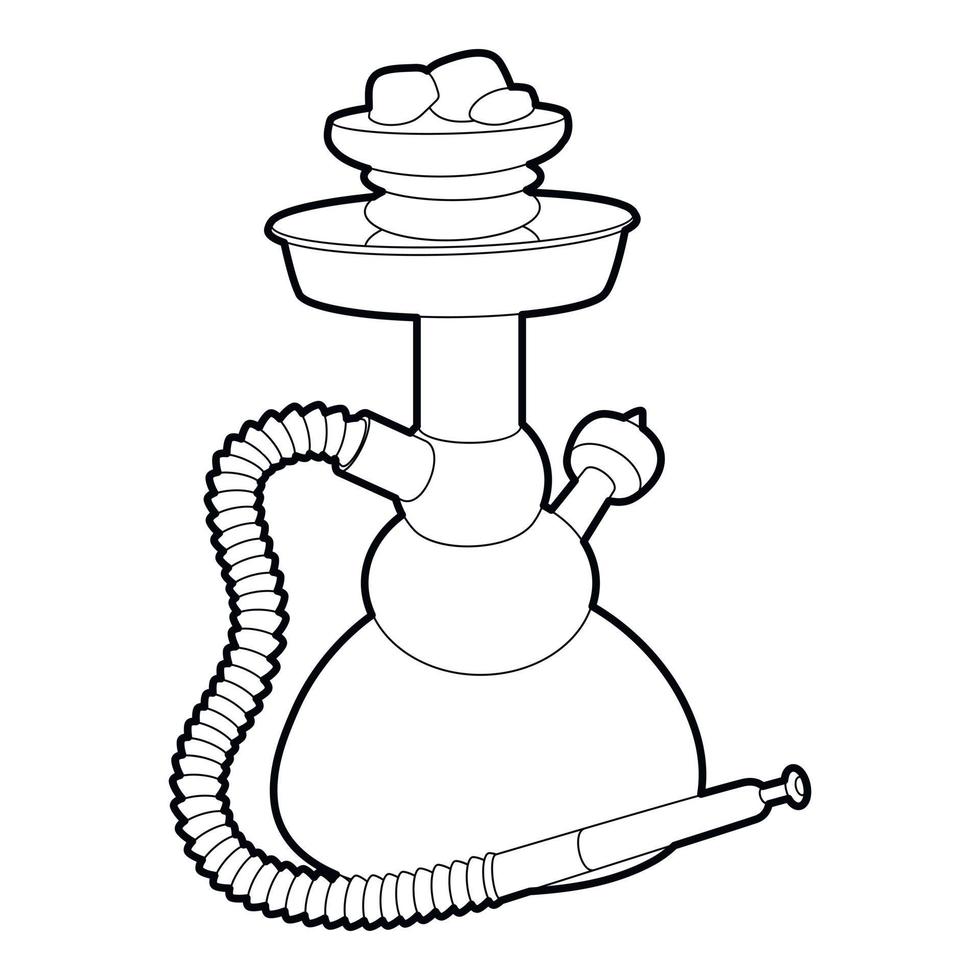 Hookah icon, outline style vector